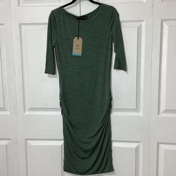 Prana Dress Nanette NWT Light Heathered Green Fitted Dress S - Picture 1 of 13